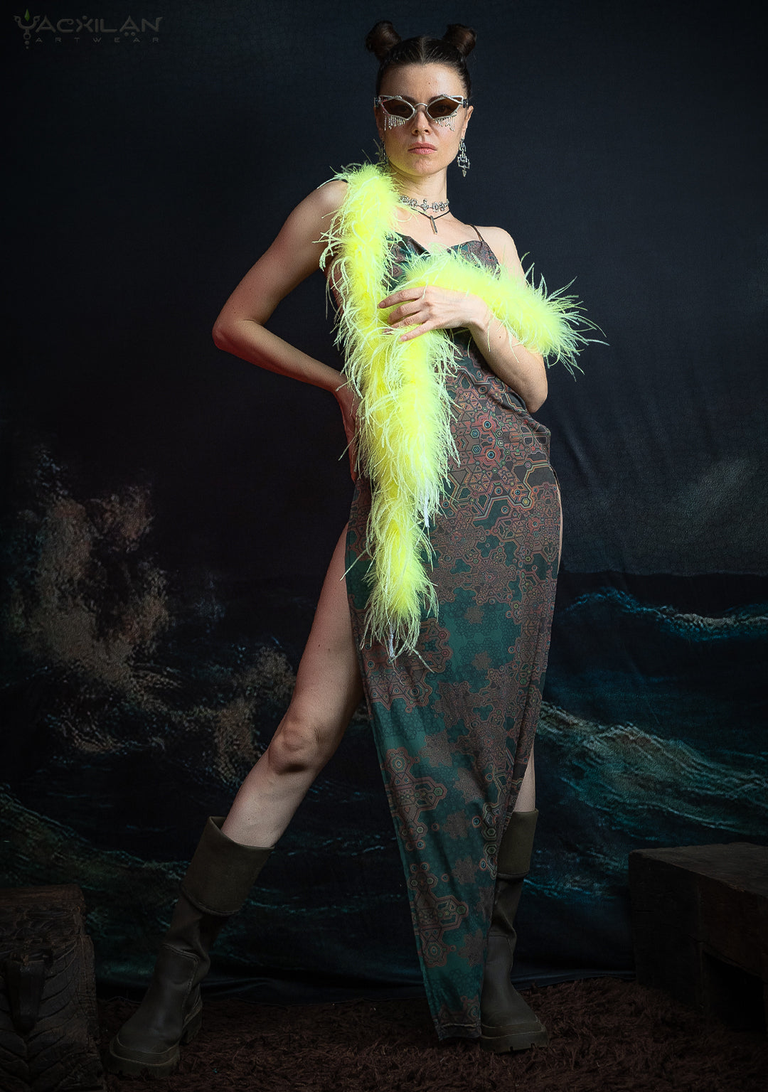 Long Bomb Dress / Thin Poliamide - Olive ATLANTHEON